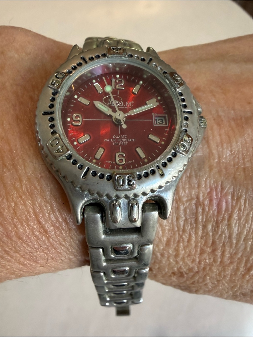 B. U. M Red face stainless Steel Quartz Watch -
